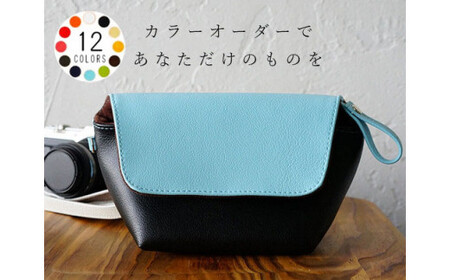 カラーオーダーできるPVCレザーカメラポーチ「sacoa」（グリーン） No.247-06