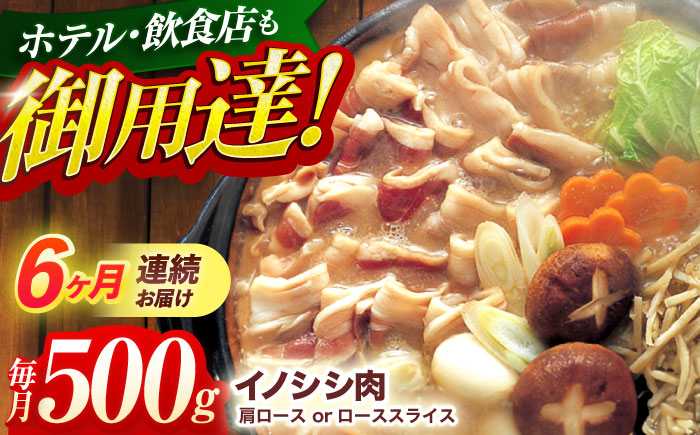 【6回定期便】ジビエ 天然 猪肉 肩ロース ＆ ロース スライス500g【照本食肉加工所】[OAJ043] / 猪肉 いのしし ぼたん鍋 しし鍋 猪肉