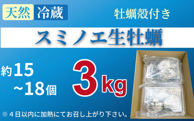 【3月配送】【先行予約】※指定日必須※ 天然 有明海産「冷蔵スミノエ牡蠣」スミ☆スター3Kg 殻付き牡蠣 はしま海苔