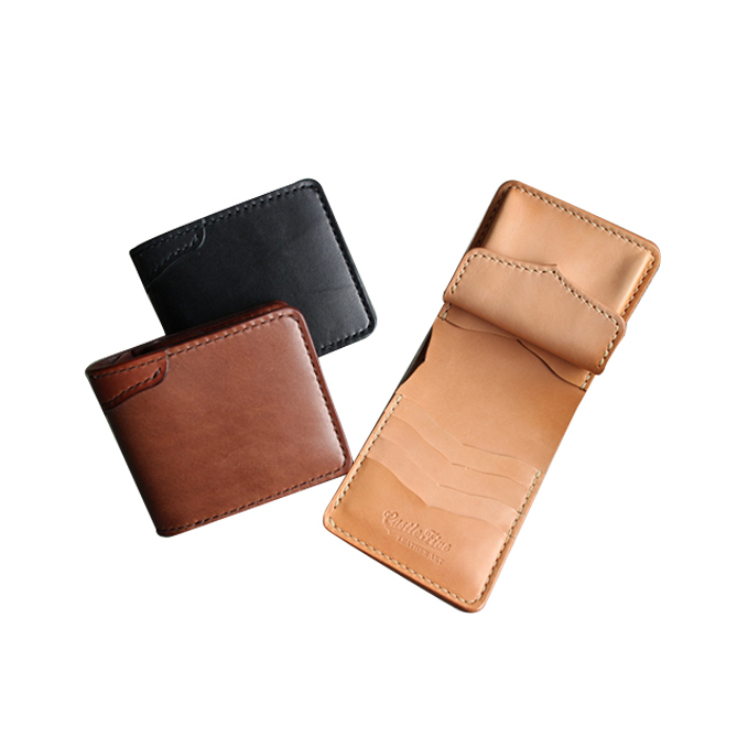 レザー二つ折財布ハーフ（黒・茶・ナチュラル）100×120×25mm