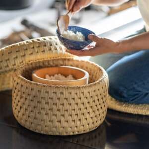 ご飯をおいしく!お櫃の保温に便利な　わらいずみ【わら細工】8合用【1583090】