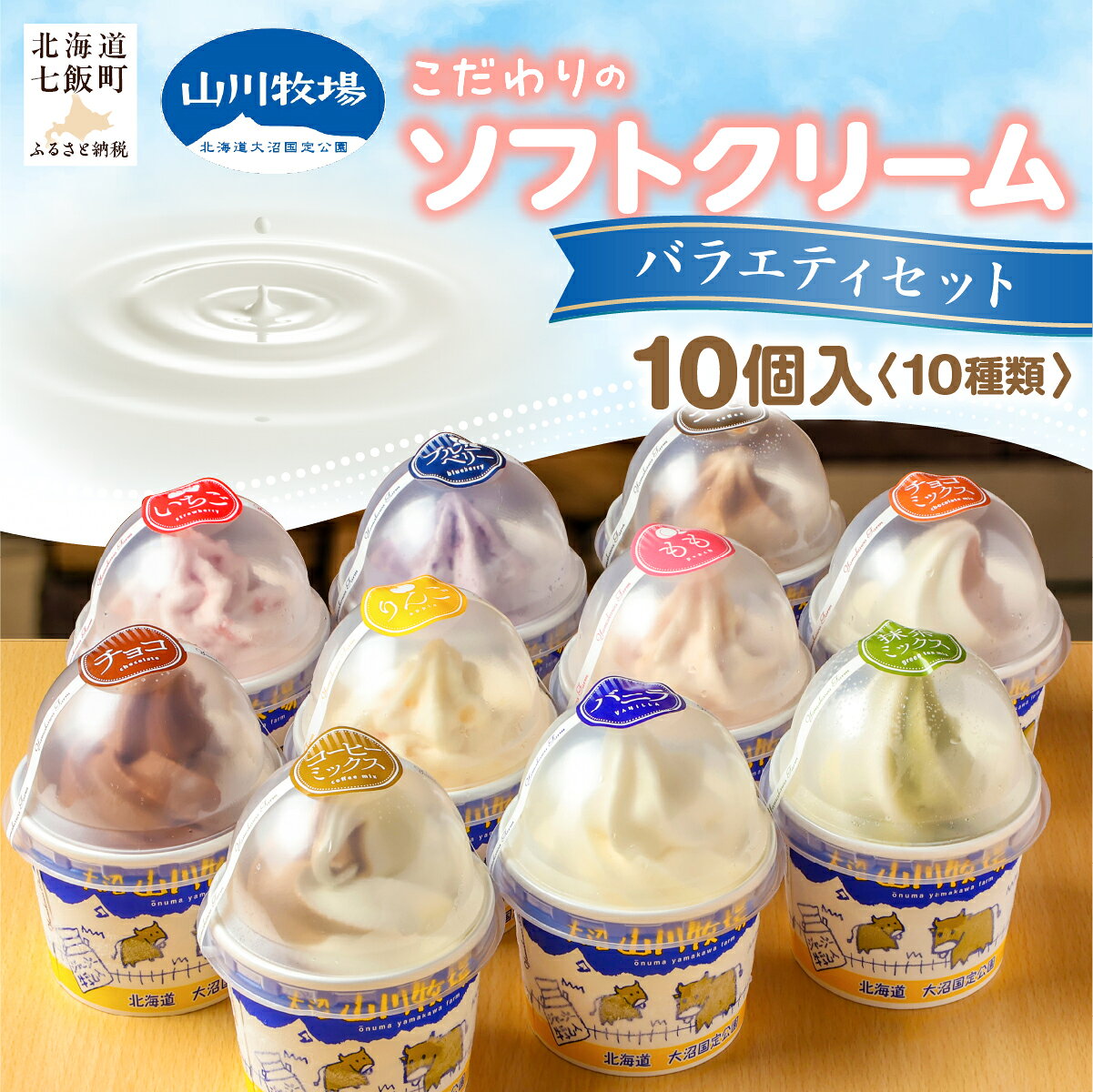 【ふるさと納税】山川牧場こだわりのソフトクリームバラエティセット10個入（10種類） アイスミルク 生乳使用 NAN008