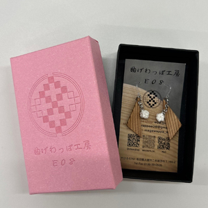 【曲げわっぱアクセサリー】カービングタイプ　ピアス樹脂フックタイプ　【65P6019】