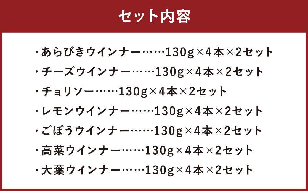 ウインナー 7種 バラエティセット 14パック×4本 1820g 56本