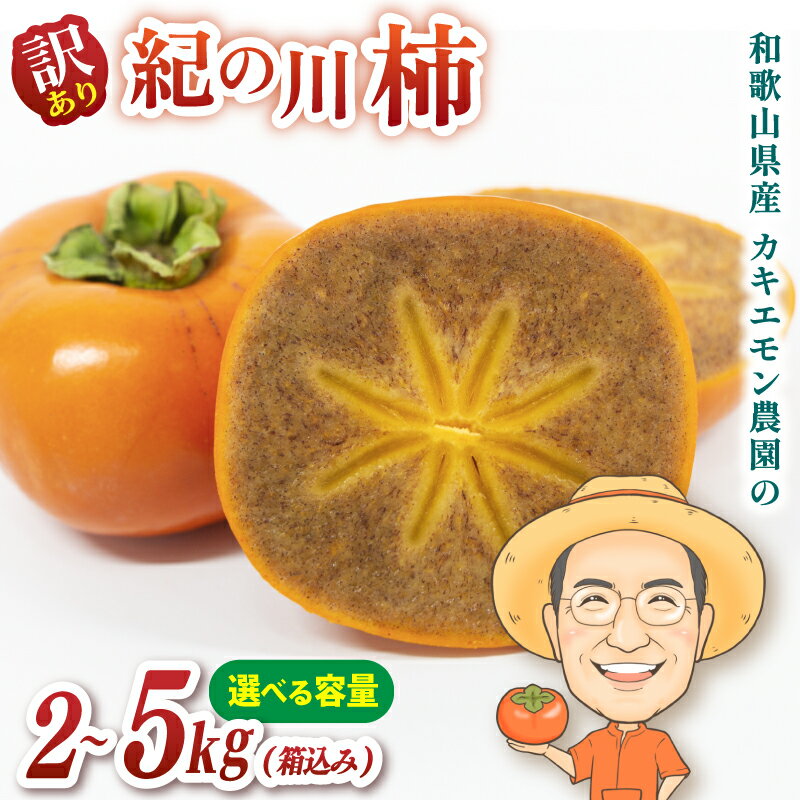 【ふるさと納税】 【訳あり・ご家庭用】紀の川柿 約2kg / 約5kg 箱込み カキエモン農園 【2026年10月中旬〜11月下旬頃順次発送】 果物 くだもの フルーツ 柿 かき 和歌山 人気 送料無料 | 柿 かき フルーツ 果物 くだもの 食品 人気 おすすめ 送料無料 産地直送