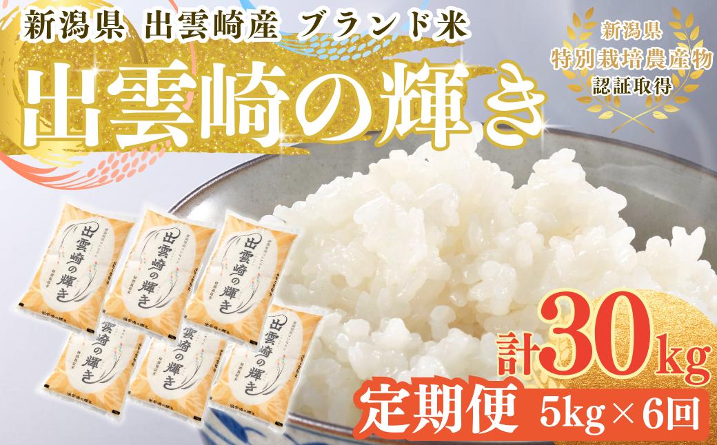 【令和7年産新米】 特別栽培米 コシヒカリ 「出雲崎の輝き」定期便 5kg 6か月 新潟県産 出雲崎町産 ブランド米 白米 精米 お米 合計30kg