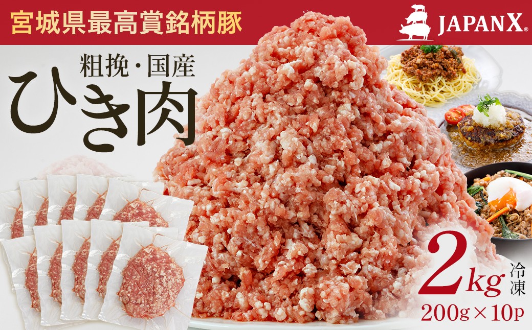 
                  JAPAN X ひき肉  200g×10  計2kg　豚肉 豚 ブランド豚 小分け 豚ひき肉 挽肉 ひき肉 ジャパンエックス 蔵王 人気【04301-0885】
                