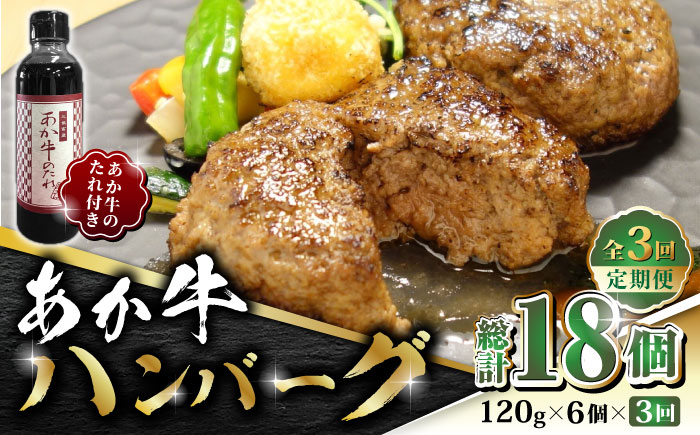 【全3回定期便】あか牛 100％ハンバーグ セット 120g×6個【有限会社 三協畜産】 国産 赤身 赤牛 褐牛 あかうし 褐毛和種  冷凍 国産 牛肉  ハンバーグ  [ZEB049]