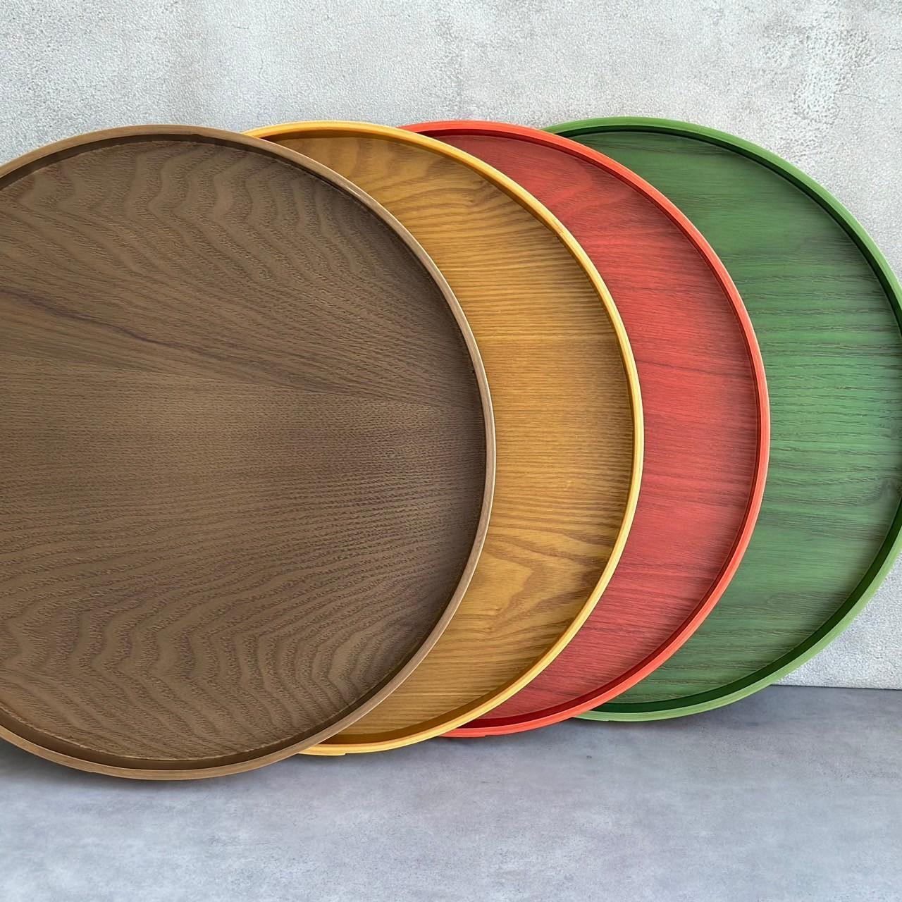 ［マロンブラウン］木製 お盆 曲げわっぱ カラー丸盆 まげわっぱ 紀州漆器［YS144］