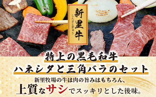 石垣島産 黒毛和牛 新里牛 特上カルビ２種セット(ハネシタ・三角バラ ）各200g 合計400ｇ【 牛肉 肉 ハネシタ サンカクバラ ザブトン 特上 カルビ 2種類 セット 焼肉 和牛 バーベキュー 