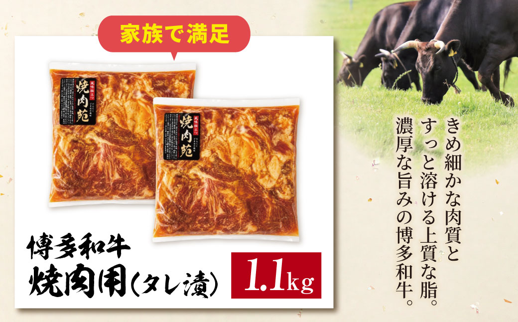 博多和牛 A4ランク以上 焼肉用タレ漬 1.1kg