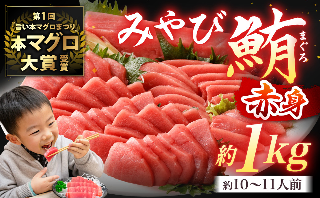 本マグロ 大賞受賞 みやび鮪 赤身 計約1kg（約10～11人前）