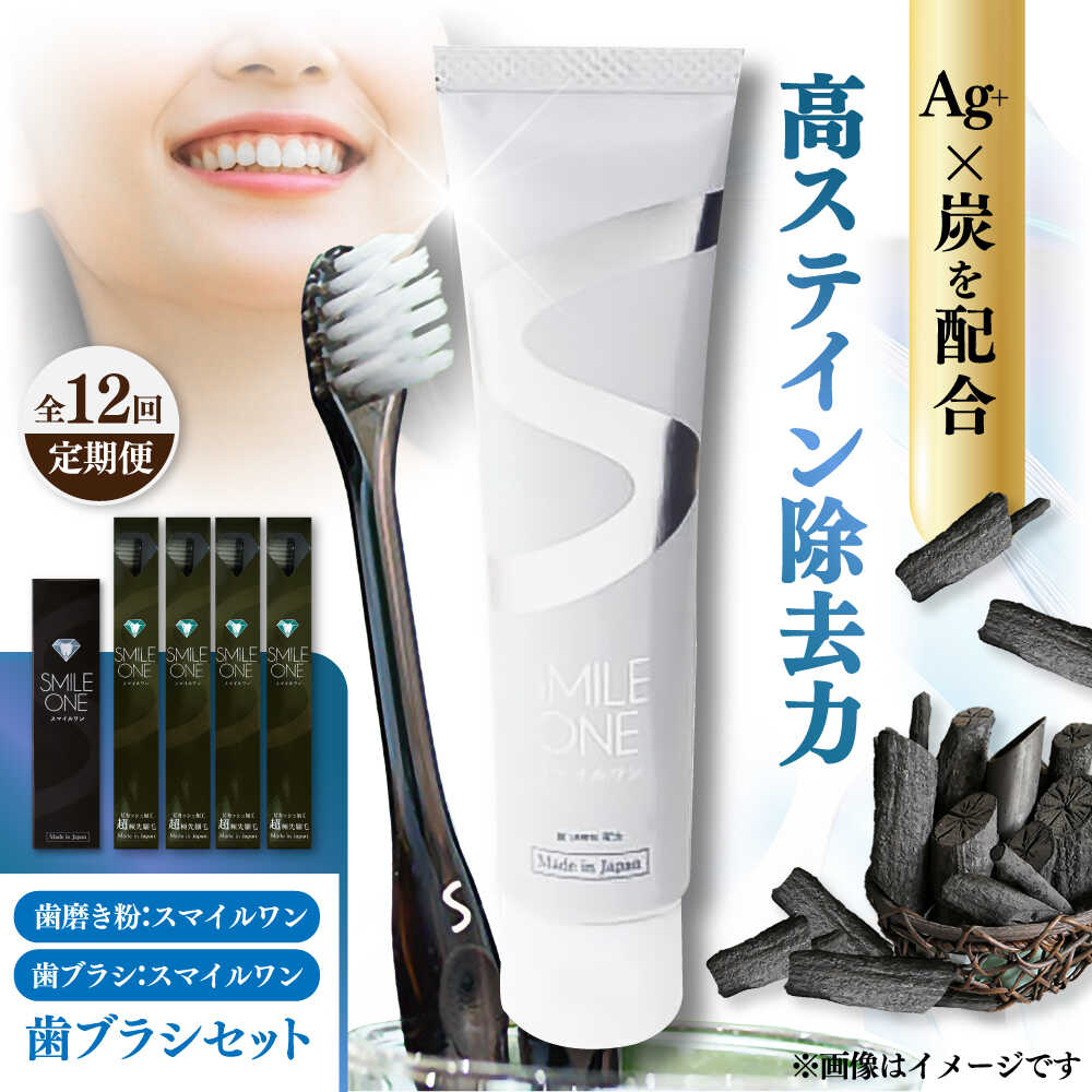 【ふるさと納税】【全12回定期便】歯ブラシセット(SMILE ONE 歯ブラシ×4,SMILE ONE歯磨き剤×1本) / 歯磨き粉 歯磨き 銀イオン ボタニカル成分 虫歯 予防 日用品 熊本県 菊陽町【株式会社 ピカッシュ】[BHBA008]