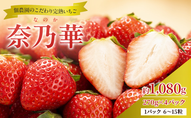いちご 完熟 奈乃華 約1,080g(270g× 4パック ) 佃農園のこだわり フルーツ 果物 旬 産地直送 旬のフルーツ 旬の果物 お取り寄せ おやつ デザート イチゴ 苺 なのか 冷蔵 冷蔵配送 奈良 奈良県 大和郡山市