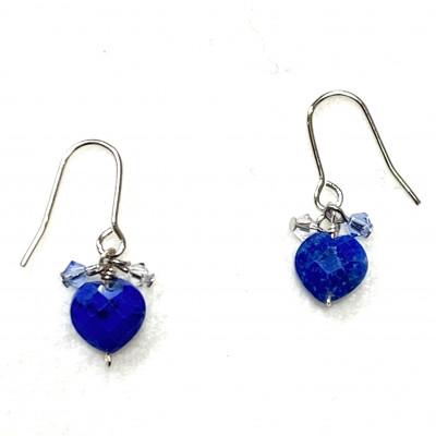 ふるさと納税 小山市 天然石ラピスとスワロフスキーのピアス