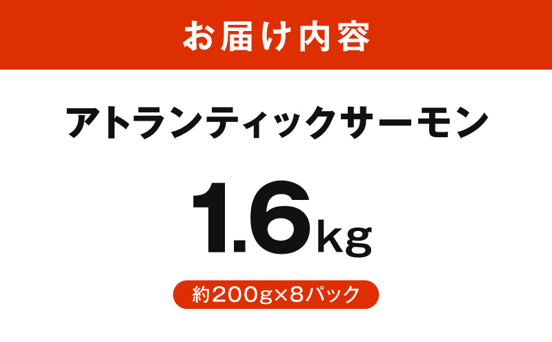 アトランティックサーモン 1.6kg【小分け 200g×8P 柵切り 刺身 魚介 海鮮 さーもん 生食】 G3551