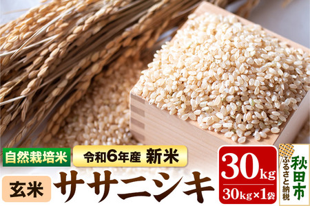 〈先行予約 令和6年産 新米〉自然栽培米「ササニシキ」玄米 30kg 天日干し 農薬・肥料不使用 