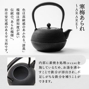 南部鉄器 『鉄瓶・瓶敷セット』 寒梅あられ〜ARARE〜 1.2L 伝統工芸品 直火 ガスレンジ IH調理器 やかん ケトル 鍋敷き キッチン用品 食器 日用品 雑貨 鉄分補給 [BE015]
