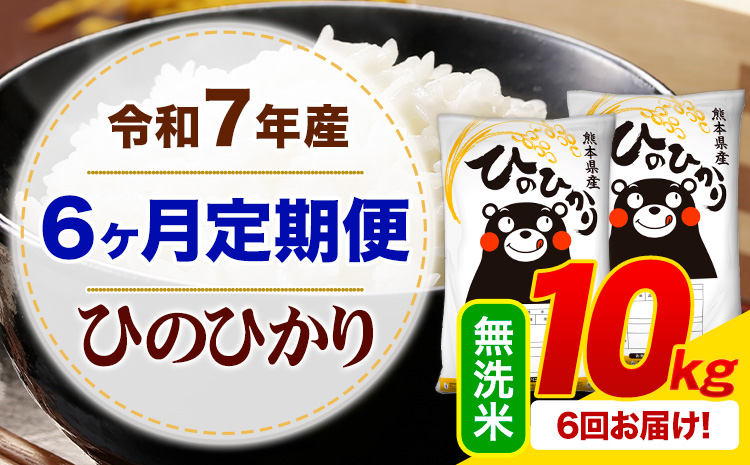 【6ヶ月定期便】 令和7年産 無洗米 ひのひかり 定期便 10kg《お申込み翌月から出荷》熊本県産 ふるさと納税 精米 ひの 米 こめ ふるさとのうぜい ヒノヒカリ コメ お米---mifune_lc