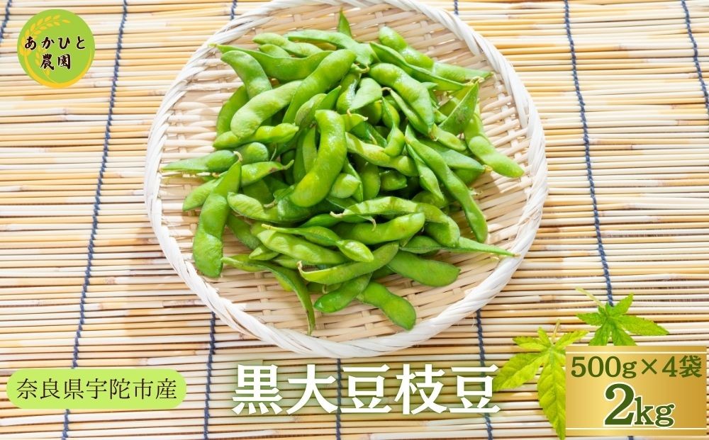 
            宇陀黒大豆枝豆(要予約)2kg(500ｇ×4袋)10月中旬〜末頃の発送です！ / ふるさと納税 黒大豆枝豆 季節限定 ビール 奈良県 宇陀市 送料無料 あかひと農園 
          