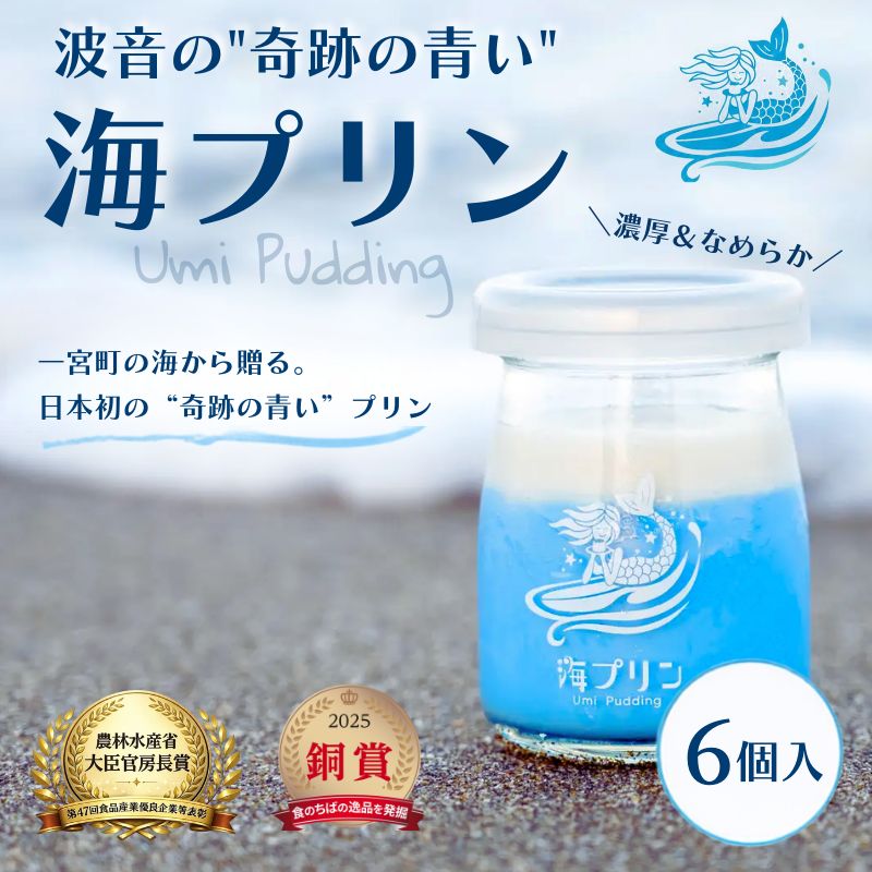 【ふるさと納税】波音の”青い”海プリン　6個入