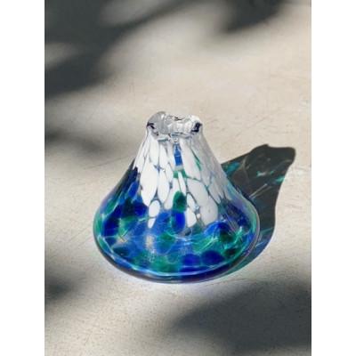 ふるさと納税 大月市 キラキラ輝く手作り富士山一輪挿し(ブルーグリーン)