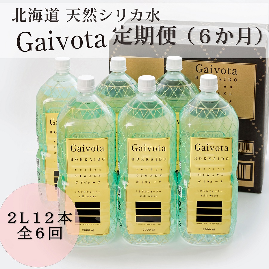 ＜定期便 Gaivota2箱(2L×12本)×6回＞北のハイグレード食品 天然シリカ水 ミネラルウォーター