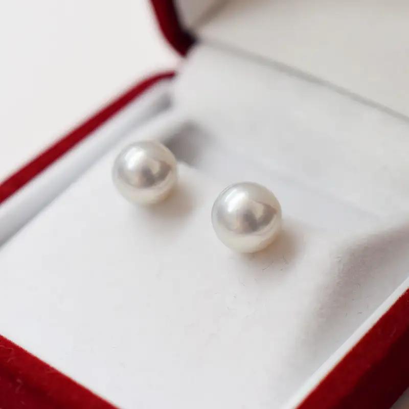 S085-360_8mm - 8.5mm あこや真珠 スタッドピアス ナチュラル【B：ピアス K14WG（ホワイトゴールド）】