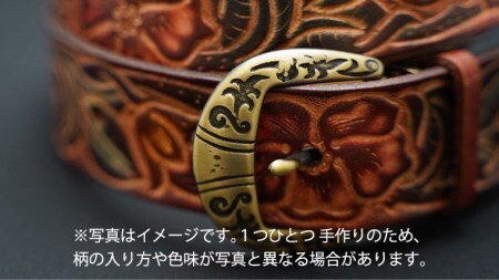 牛革ベルト（茶色かすれ染め）【太さ35mm / 厚さ3.7mm / L(130cm)】　牛革 父の日 手作り ベルト 革製品 [BE004ya-L]