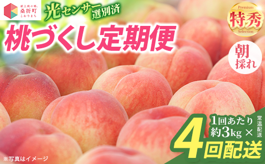桃づくし定期便4品種【2026年産・献上桃の郷桑折町産もも3kg×4回】　【07301-0221】