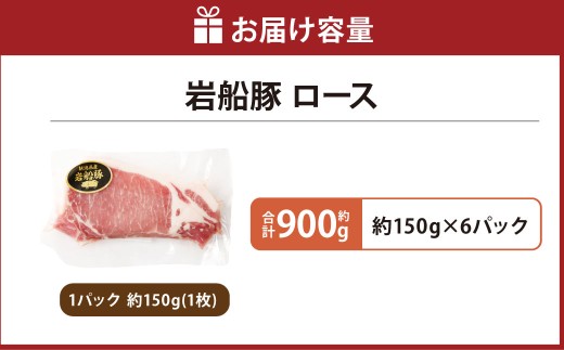 【村上市 豚】 岩船豚 ロース 計約900g（約150g（1枚）×6パック） ／ 肉 にく お肉 豚肉 ぶた肉 ブタ肉 ポーク ロース肉 ジューシー やわらか 小分け 冷凍 国産 001-0005