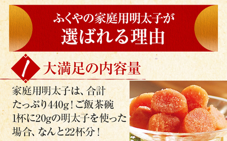 ふくや 明太子 マイルド 家庭用明太子 440g 110g×4パック 小分け 切れ子