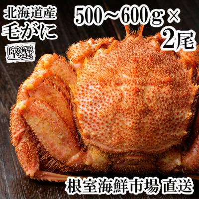 ふるさと納税 根室市 根室海鮮市場<直送>ボイル毛がに500〜600g×2尾(堅蟹) F-28030