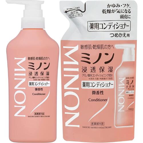 【ふるさと納税】ミノン薬用コンディショナー1本、詰替用1個セット