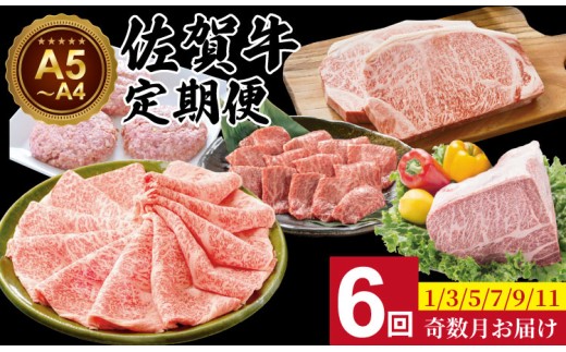 【定期便】佐賀牛 6回お肉の定期便 (隔月・奇数月お届け)  定期便 牛肉定期便 佐賀牛定期便 定期便牛肉 佐賀牛 定期便 牛肉 定期便 定期便佐賀牛 定期便肉 肉 ブランド牛定期便 A5 隔月 奇数月 厳選部位 年6回定期便 ブランド牛 A5ランク A5～A4 高級 ブランド 牛 ステーキ しゃぶしゃぶ すき焼き 焼肉 ブロック肉 ハンバーグ 肉本舗 小城 佐賀県 小城市