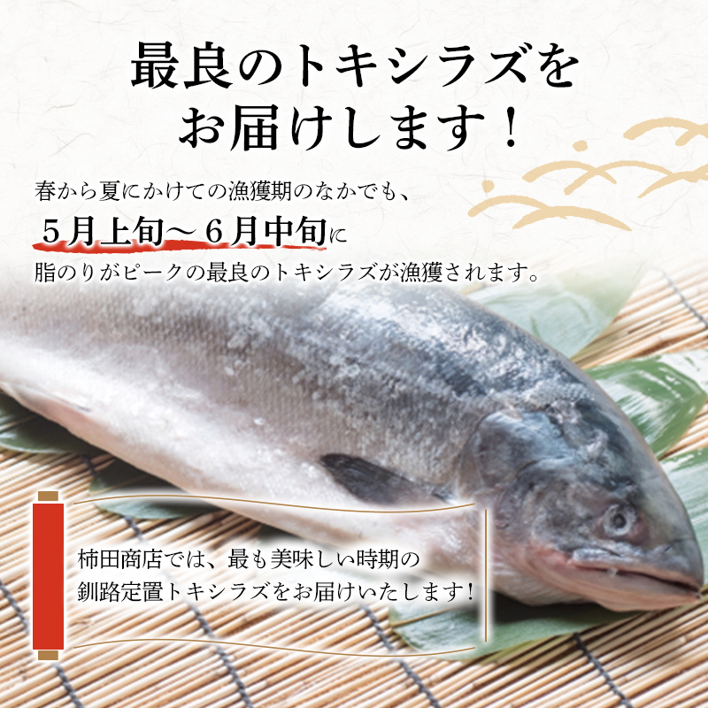 特大 船上活じめ釧路定置トキシラズ5切れ 肉厚 鮭 サケ 魚 海鮮 トキシラズ 時鮭 鮭切身 シャケ 冷凍 おかず F4F-4665