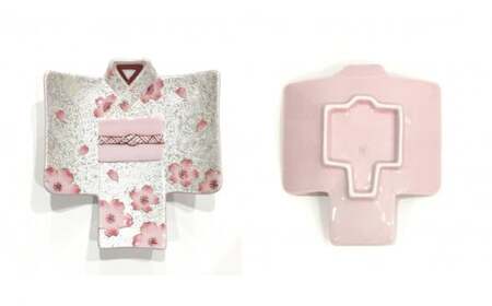 有田焼 虹彩桜 着物銘々皿 2枚セット 24to3【西富陶磁器】食器 器 和食器 うつわ 皿 取皿 小皿 銘々皿 菓子皿 プレート 着物 桜 さくら ピンク 35000円 bi071