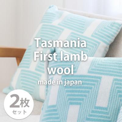 ふるさと納税 和泉市 【2枚組】洗えるタスマニアラムウール混クッションカバー 45×45cm GR OTW-4545-2P
