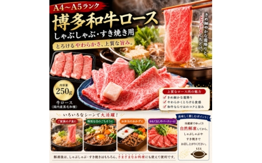 ＜厳選部位＞＜A4～A5＞博多和牛ロースしゃぶしゃぶすき焼き用 1kg(250g×4p)【1767585】