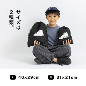 KITOKITO 巾着 シューズバッグ【M／ブラック】 [0548]