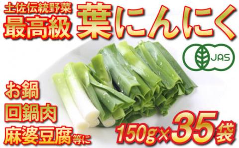 高知県産 冷凍オーガニック葉ニンニク150g×35袋(無農薬・有機JAS認証品)