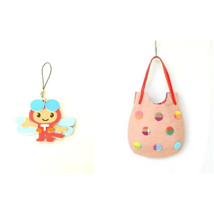 【ふるさと納税】H-30 赤とんぼくんストラップ付 さをり織り製品（Cコース）