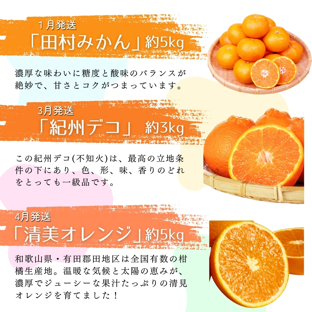 【全6回定期便】旬のフルーツ定期便 【田村みかん / 紀州デコ(不知火) / 清見オレンジ / 小玉スイカ / 桃 / ゆら早生みかん】 ～和歌山の旬をお届け～ / みかん ミカン 温州みかん 有田み
