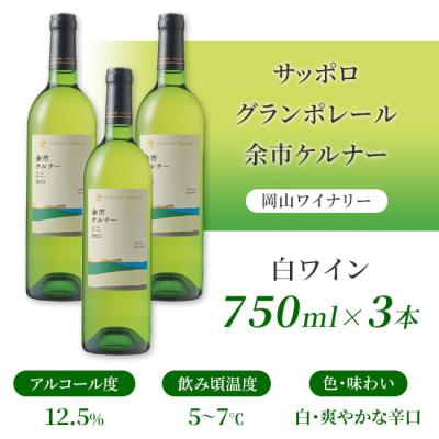 ふるさと納税 赤磐市 サッポロ グランポレール 余市 ケルナー 白ワイン 750ml 3本 [NO5765-1110] |  | 02