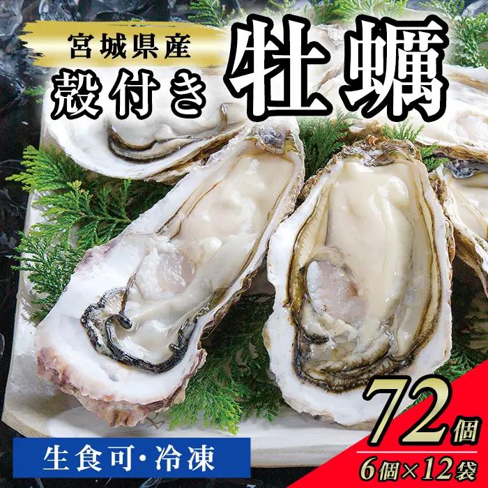 殻付き牡蠣（生食用）冷凍 72個（約6kg）生牡蠣 宮城県産 牡蛎 牡蠣 カキ かき 生食 オイスター カキフライ 牡蠣鍋 海鮮 国産 魚貝類 バーベキュー BBQ 【末永海産株式会社】tm715