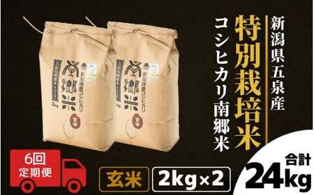 【令和6年産新米】〈6回定期便〉特別栽培米コシヒカリ「南郷米」玄米4kg（2kg×2袋）［2024年9月中旬以降順次発送］ 有限会社ファームみなみの郷