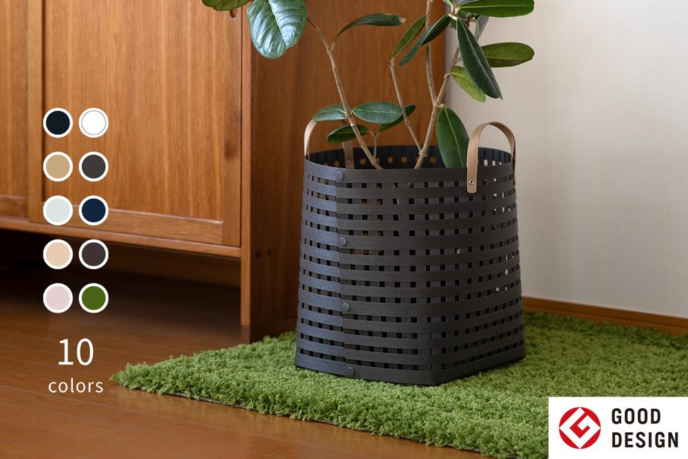 
                  【4月6日より価格改定】 暮らしを豊かにするシンプルで美しいかご ハンドル付き M チャコールグレー 岩手県奥州市産 バンドシー Bandc 	[AR127]
                