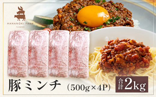 花の木農場 鹿児島県産 豚ミンチ 約2kg（500g×4パック） HK-14｜ 豚肉 ミンチ肉 精肉 冷凍 国産 お肉 ハンバーグ 餃子 ミートソース 農福連携 鹿児島県 南大隅町 第2花の木ファーム