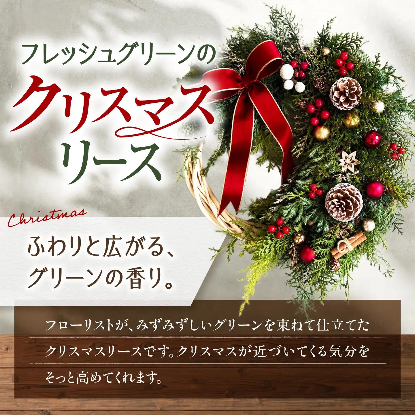 フレッシュグリーンのクリスマスリース / ドライフラワー ブーケ 花束 花飾り インテリア雑貨 大阪府 / 大阪府藤井寺市/Jam Flower Salon[BLAW013]