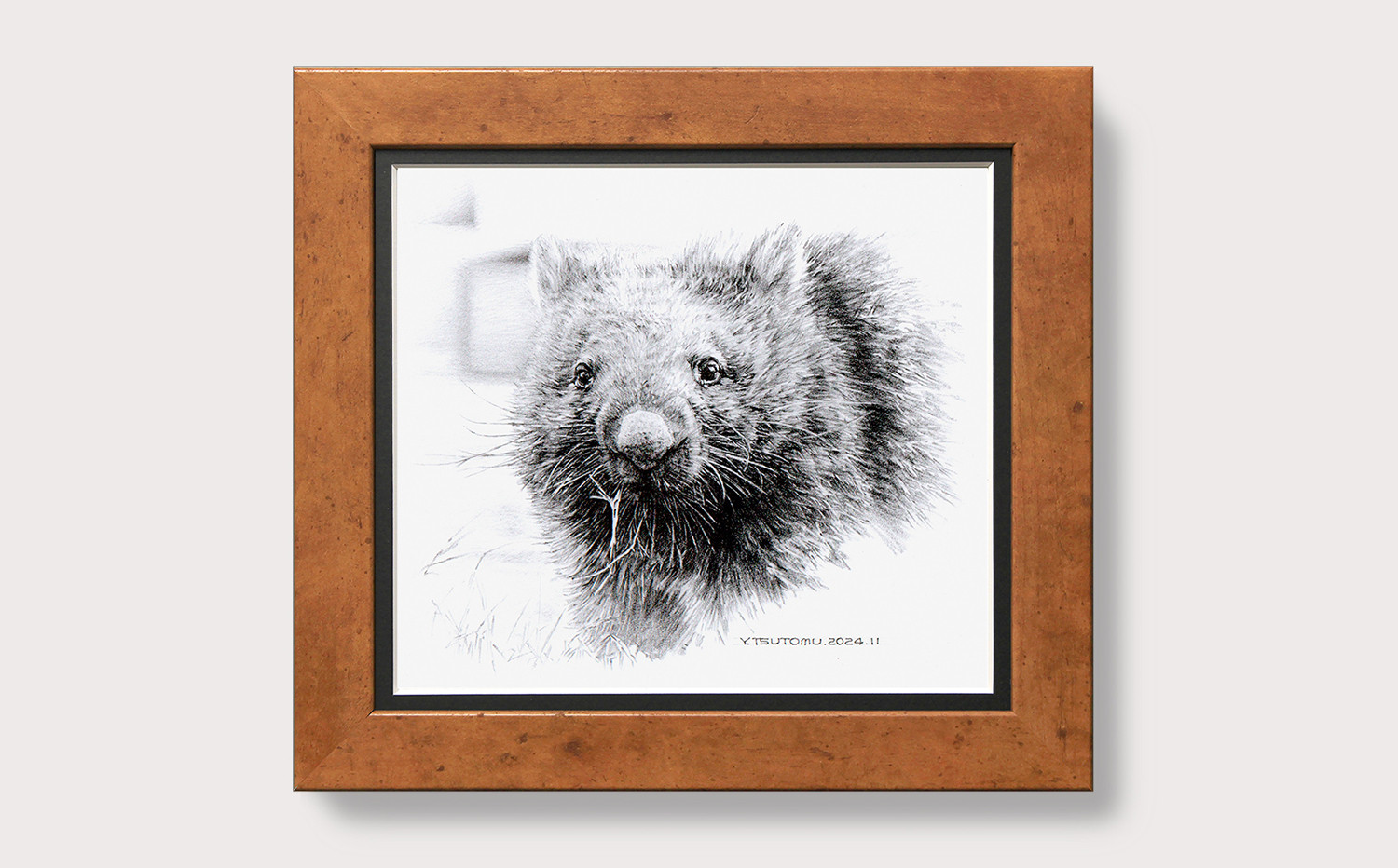 
            【77-02】ウォンバット 鉛筆画 レプリカ 額装（ユキ）
          